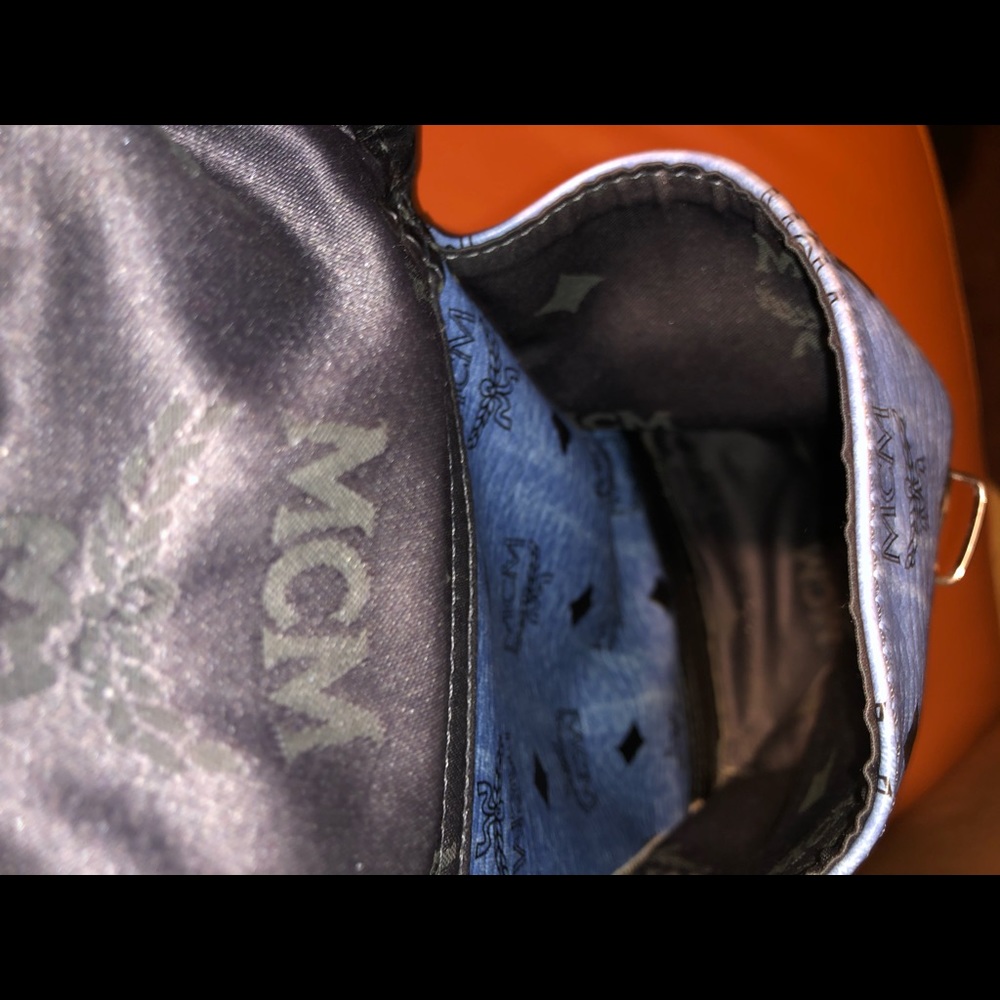MCM Heritage Double Pocket Backpack Denim Blue - Picture 11 of 14